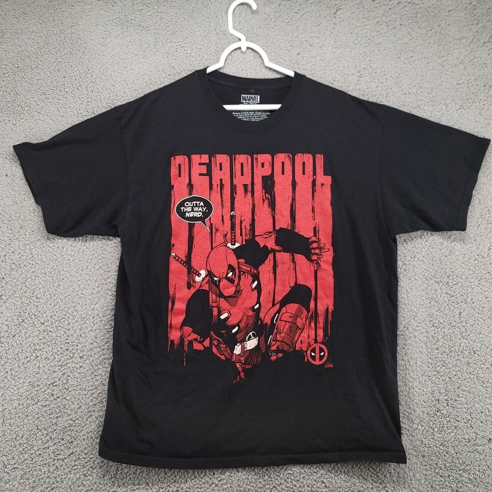Marvel Shirt Men's XL Dead pool Large Print Graphic Tee Short Sleeve‎